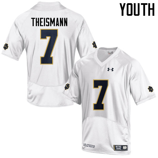 Youth NCAA Notre Dame Fighting Irish #7 Joe Theismann Stitched College Under Armour Authentic White Football Jersey OF10I63DZ